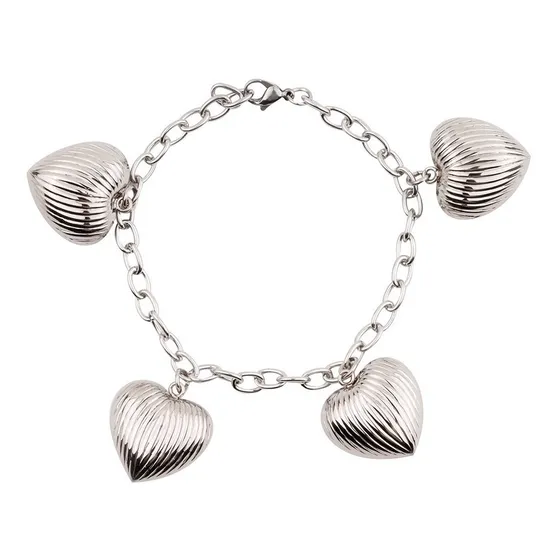 Pulsera Blaque Acero Dijes Corazon Inflados Livianos Promo !