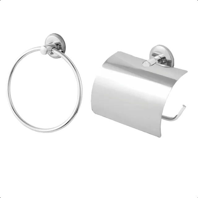 Suporte Papel Higiênico E Suporte Toalha De Rosto Prateado
