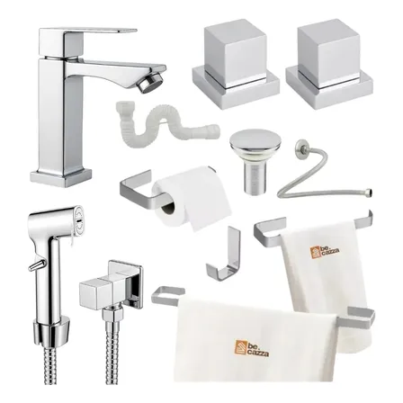 Kit Acessórios Banheiro Cromado + Ducha + Acabamento Deca Prateado