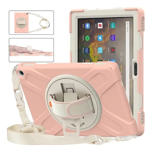 Funda Para Amazon Fire Hd 10 2021 Rudo Correa Rosa Oro