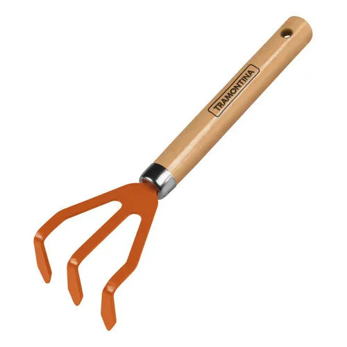 Ancinho Rastelo 3 Dentes Garfo Jardinagem Tramontina Aço Cor Laranja
