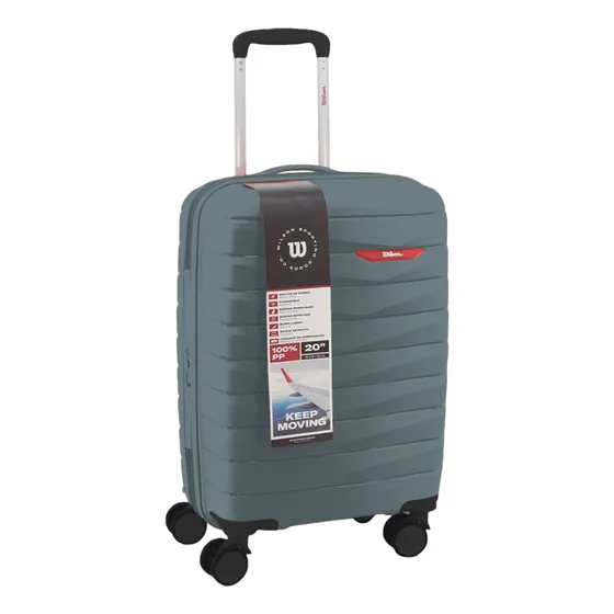 Valija Carry On Wilson De Viaje Para Cabina Maleta Equipaje Avión 20 Pulgadas Material Polipropileno Rígida Ruedas 360° Color Gris
