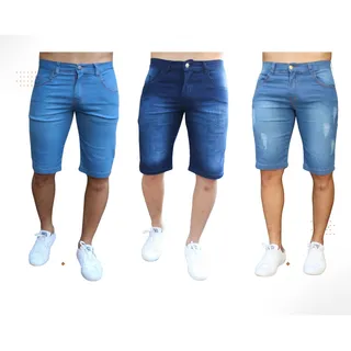 Kit 3 Bermudas Jeans Masculina Lycra Black Friday Top Show Kit 3 Bermudas Jeans Masculina Lycra Black Friday Top Show