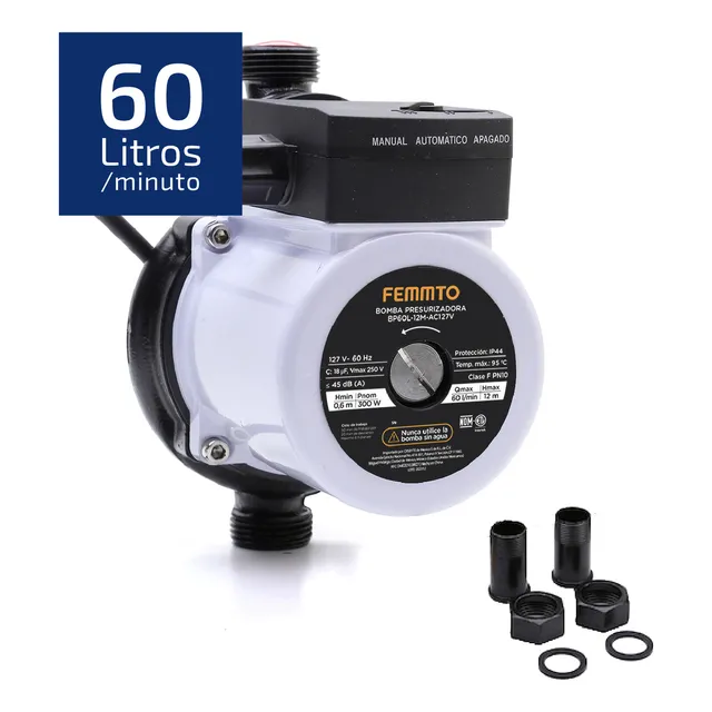 Bomba Presurizadora 1/3HP Femmto Bp60l-12m 300w - 127v 4 Baños