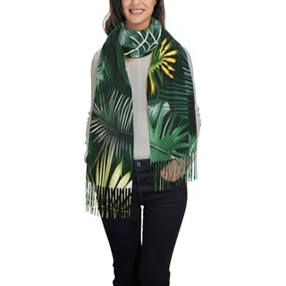 Bufanda Larga Con Estampado De Hojas Tropicales Para Mujer Y Bufanda Larga Con Estampado De Hojas Tropicales Para Mujer Y