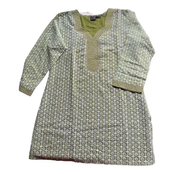 Blusa Estilo Indu Verde Claro Forrada Exquisitos Detalle L