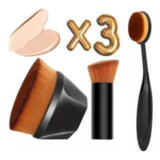 Set 3 Brocha Maquillaje Base Corrector Polvo Kabuki Plana F Set 3 Brocha Maquillaje Base Corrector Polvo Kabuki Plana F
