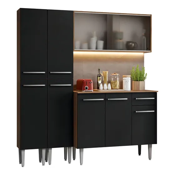Cocina Integral Completa Modular Madesa Emilly 169cm Color Marrón/Negro 10