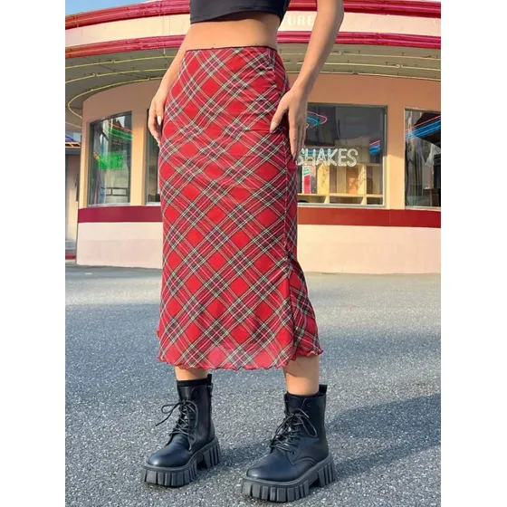 Falda A Cuadros, De Malla Forrada. Grunge, Aesthetic
