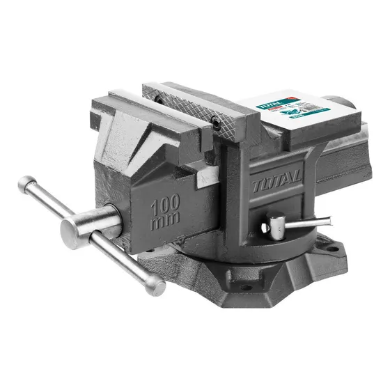 Morsa De Banco Total 4 Pulgadas, 100mm, De Apriete 1300kg, Con Yunque, Base Giratoria - THT6146