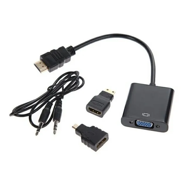 Convertidor Hdmi A Vga Con Audio + Gratis Microhdmi Minihdmi