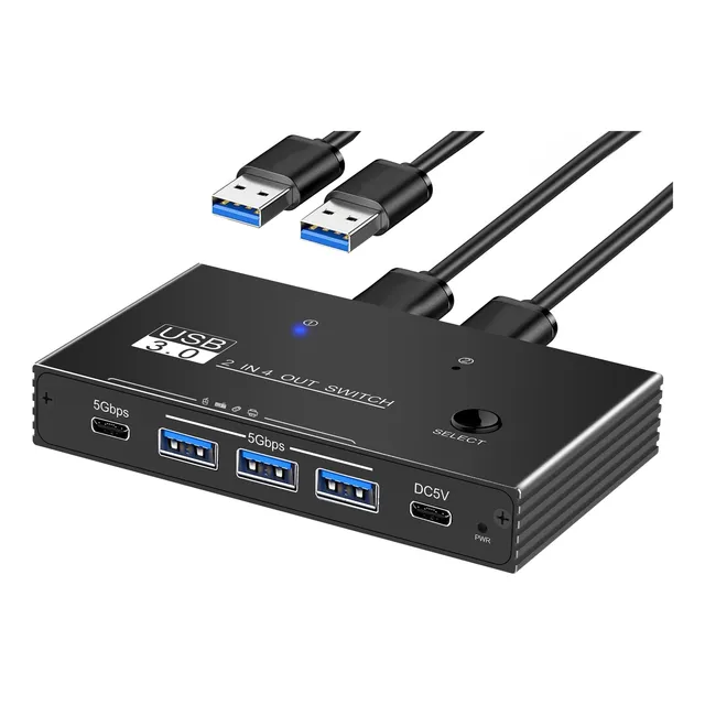 Conmutador Kvm Usb3.0 De 60 Hz Para 2 Ordenadores De 4 Puert