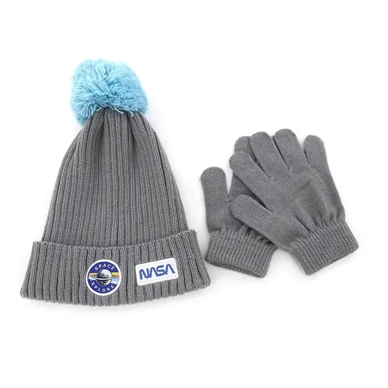 Kit Set Intantil Gorro De Lana Tejido + Guantes Niños Nasa