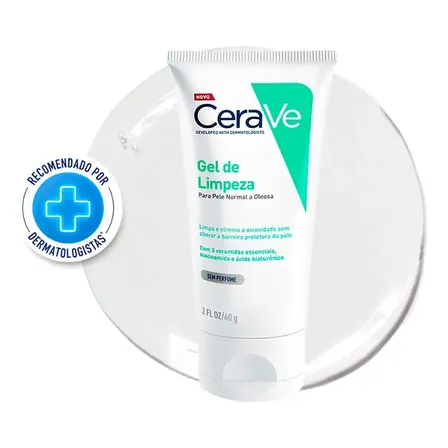Gel De Limpeza Facial Peles Normais A Oleosas Com Ácido Hialurônico Cerave, 60g Todo Tipo De Pele Dia/noite
