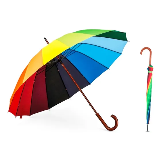 Guarda Chuva Colorido Arco-íris Automático 16 Varetas Grande