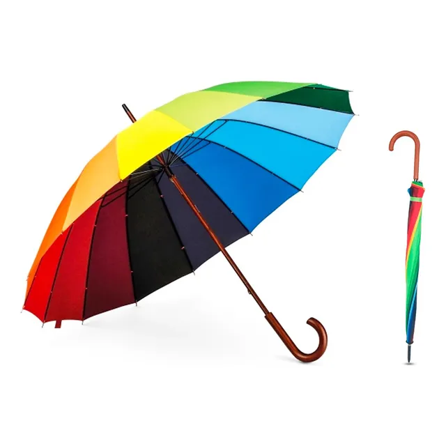 Guarda Chuva Colorido Arco-íris Automático 16 Varetas Grande