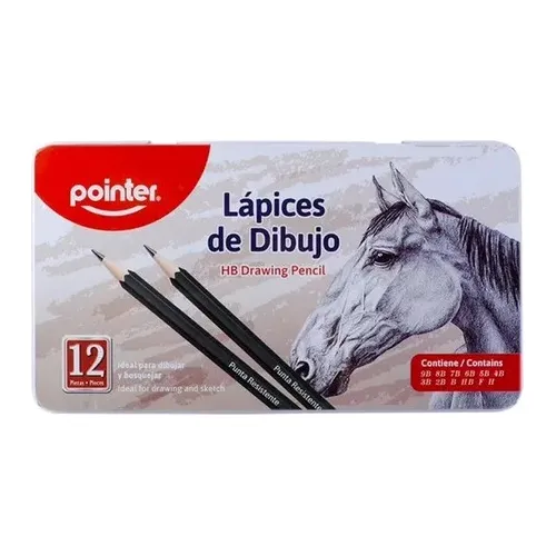 Set Lapices de Dibujo en caja Metálica X 12 Un Pointer
