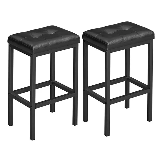 Taburetes De Bar Vasagle Juego X 2 Tapizados De Pu Lbc068b81 Color Negro