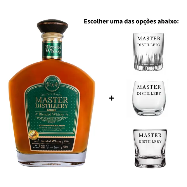 Kit Presenteavel Blended Whisky 750ml E Copo De Whisky.