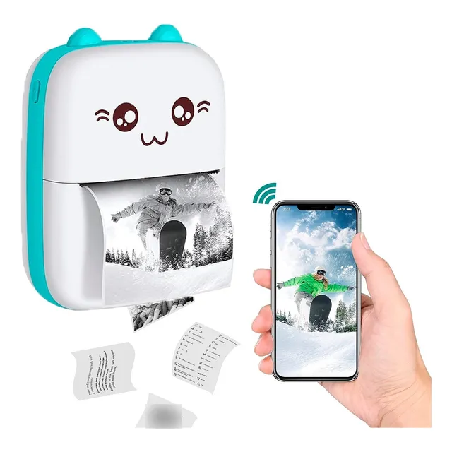 Mini Impresora Inalambrica Portatil Con Bluetooth Azul Color Celeste