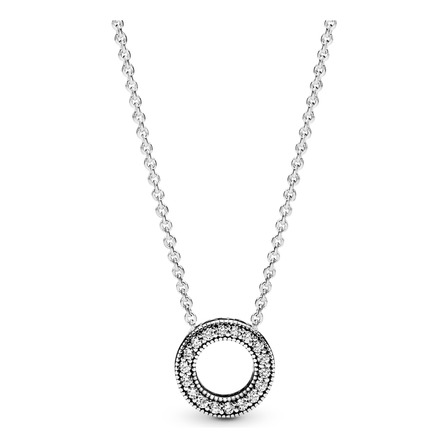 Colar De Prata Círculo Logo E Pavé Pandora Colar De Prata Círculo Logo E Pavé Pandora