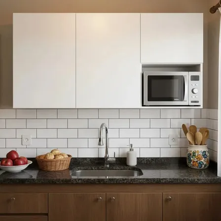 Armário Aéreo P/pratos Nicho Cozinha Suporte Microondas Mdf Branco