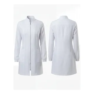 Jaleco Avental Zíper Feminino Oxford Com Punho E Manga Longa