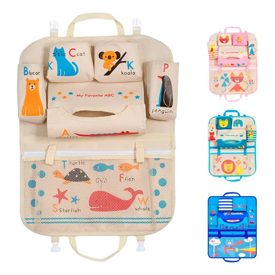 Organizador Auto Asiento Trasero Infantil Porta Objetos Color Beige