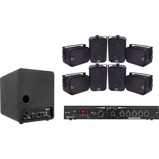 Kit Amplificador Ths4600 + Sub 8 Taramps + 8 Sp400 Preta