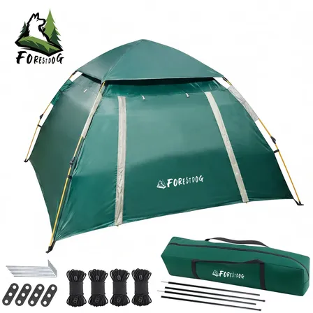 Barraca De Acampamento Automática 210*190*110cm Forestdog 3-4 Pessoas Pop-Up Oxford Tecido Verde-escuro