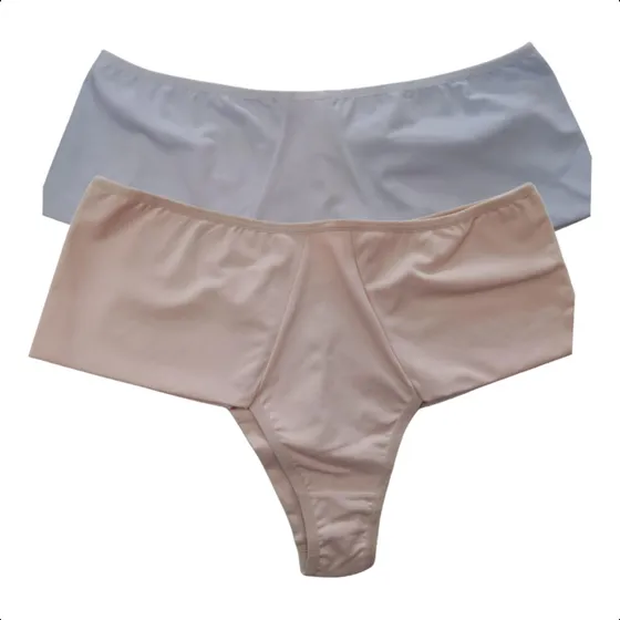 Kit Par De Calcinhas Costura Dupla Lateral Larga Confortavel