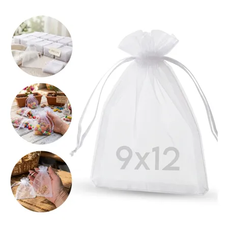 Kit 100 Un Saquinho Organza Tule Saco 9x12 Lembrancinhas Branco