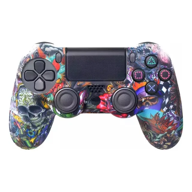 Funda Protectora De Silicona + 2 Tapas De Agarre Para Ps4