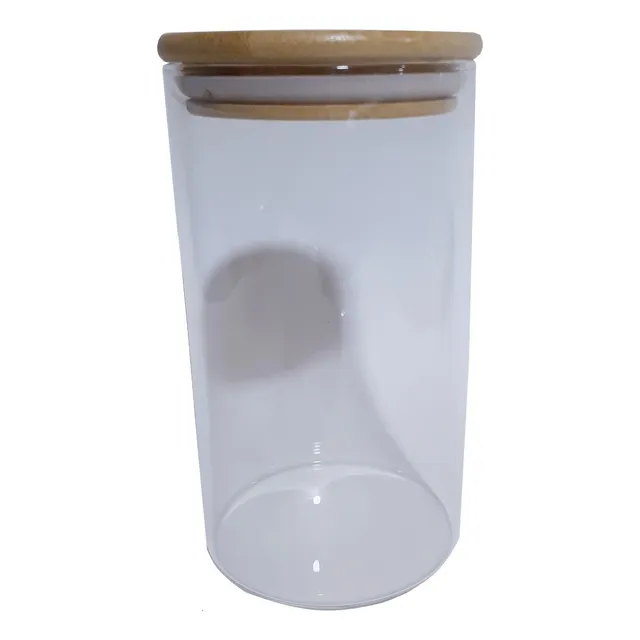 Frasco De Vidrio Tapa De Madera 500ml