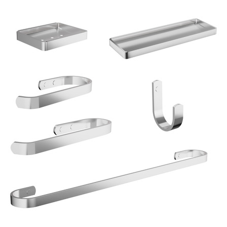 Kit De Acessórios Para Banheiro 6 Peças Aluminio Kit De Acessórios Para Banheiro 6 Peças Aluminio