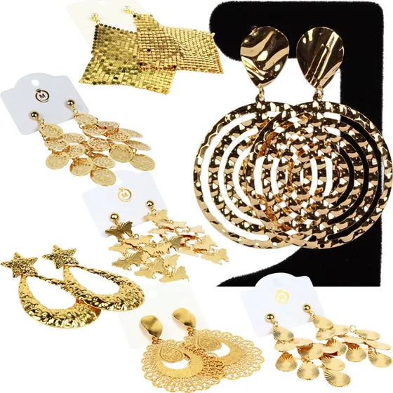 Kit Atacado 20 Brincos Metal Dourado Feminino Grande