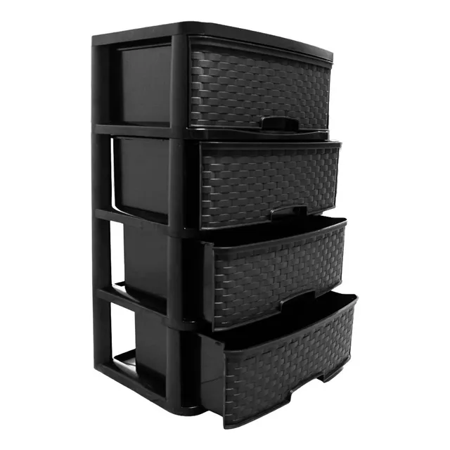 Cajonera Organizador Multiusos De Plastico Rattan 4 Niveles