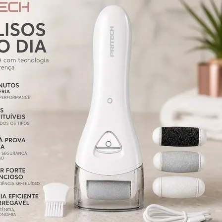 Esfoliador Pés Elétrico Pritech Recarregável com 3 Refis para Pedicure Lixa EléTrica PéS Removedor De Calos Aparelho Para MáQuina De Lixar PéS RecarregáVel Motor Da Lixa De Pé