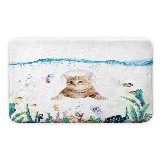 Deecabin Divertida Alfombra Baño Para Gato Buceo Pez Coral X