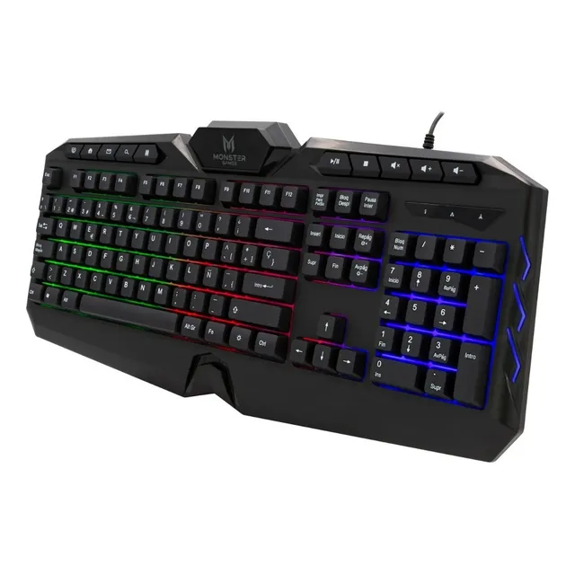 Teclado Gamer de membrana Onset T1026 Rgb en español Color Negro Monster Games