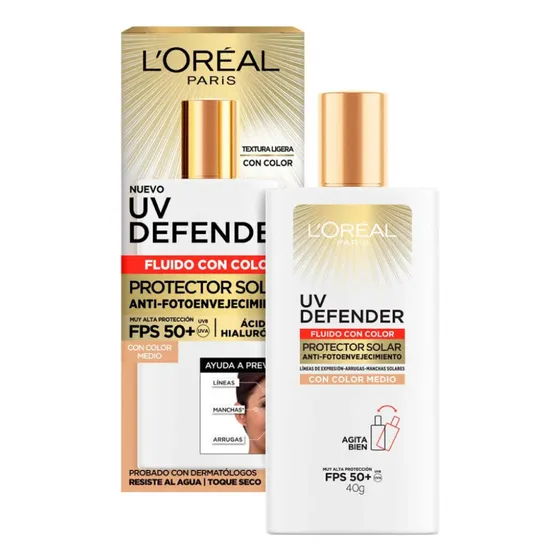 Protector Solar L'oréal Paris Uv Defender Fps50 Fluido Medio