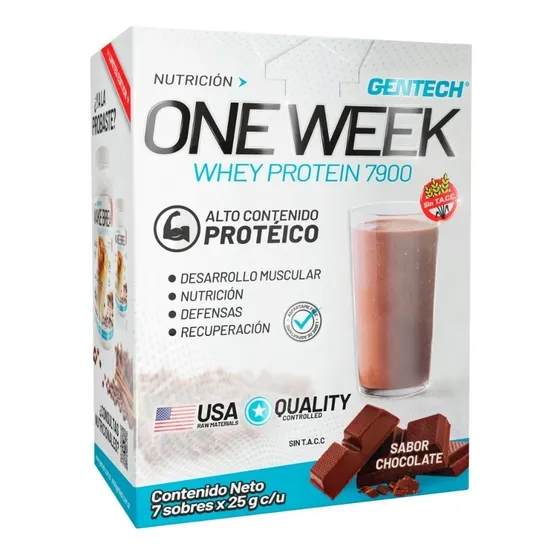 Whey Protein 7900 X 7 Sobres Individuales Gentech One Week