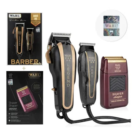 Combo Wahl Profesional Cortadoras Barber 8180/8061-100 Afeitadora Shaver negro vino