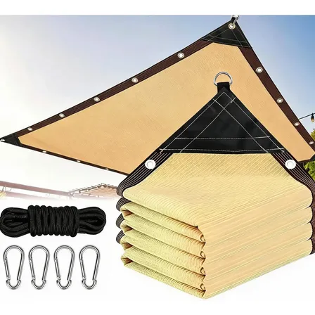 Tela Sombreamento 5x3m 95% Uv Proteção Resistente Jardim Bege