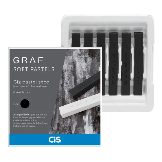 Gis Pastel Seco Graf Soft Pastels Preto - 6 Unidades