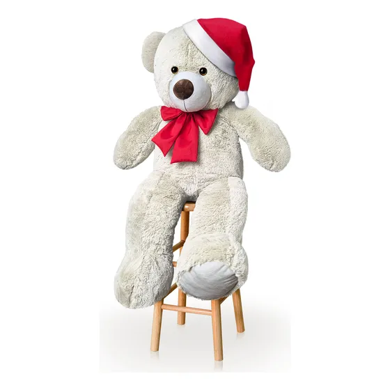 Urso Gigante Natalino Pelúcia Com Laço 1 Metro Papai Noel