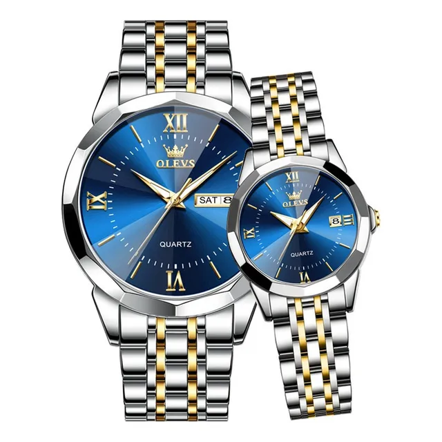 Relojes Luminosos De Lujo Olevs Con Calendario, 2 Piezas