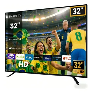 Smart Tv 32 Polegadas Led Hd Android 14 Wifi 100/240v Dolby