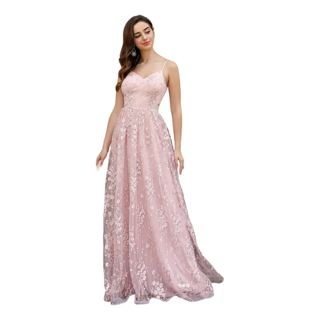 Vestido Maxi De Malla Para Mujer Con Bordado Cami Fluido