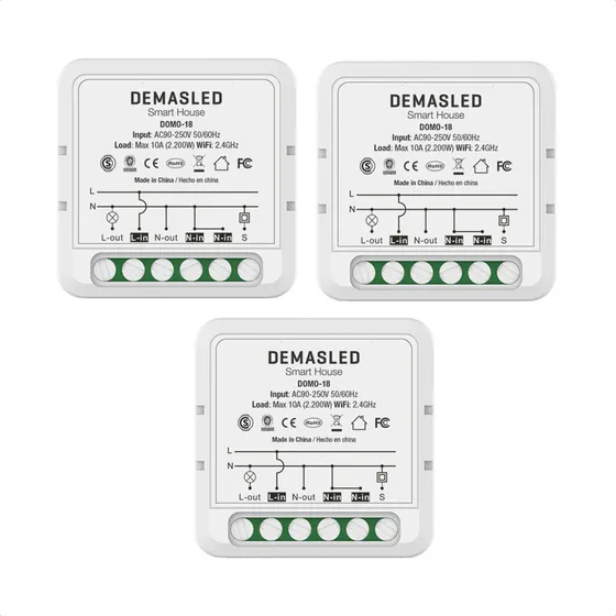 Pack 3 Interruptores Inteligentes Wifi Smart Switch Domótica Color Blanco